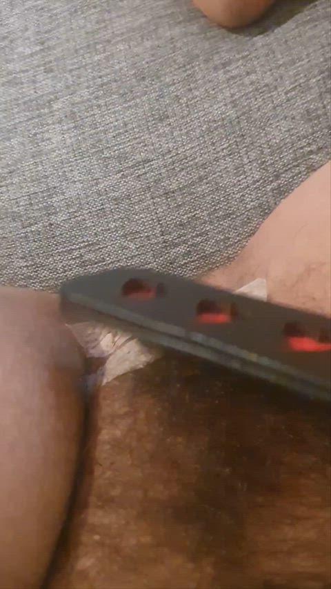 Thumbtacks taped to my clitdick and beating it with my paddle, p3