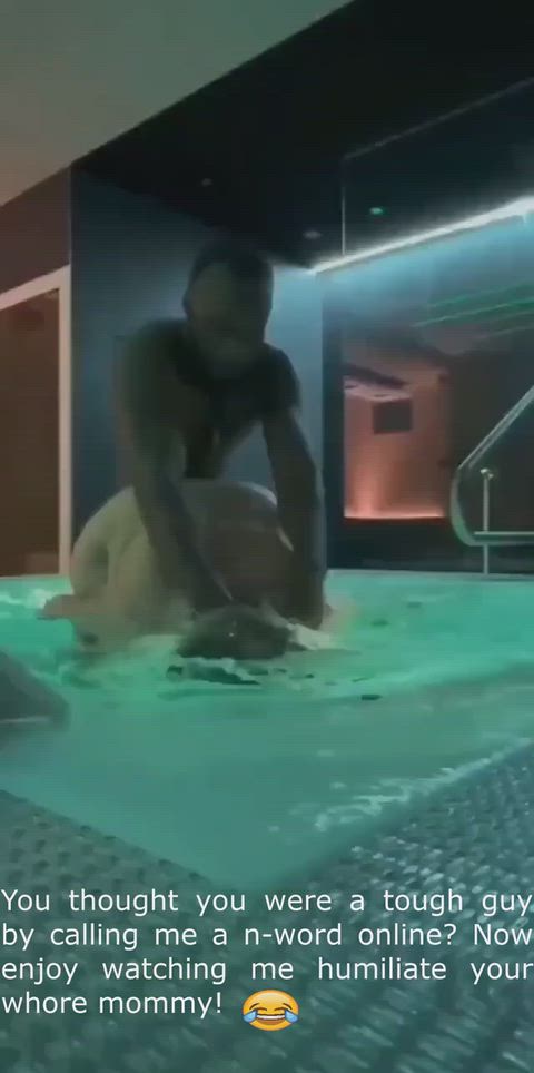 BBC Big Tits Bully Caption Cuckold Doggystyle Interracial MILF Pool Rough Porn GIF by manemane6