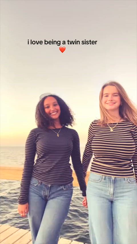 Trying to hide her twins