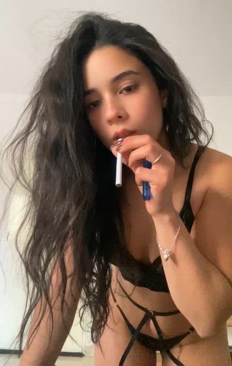 I love how black lingerie goes with my hair and a cigarette in my hand 🫦