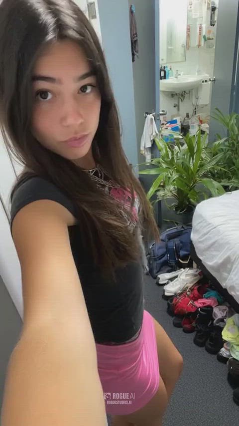 Pink thong pulled tight