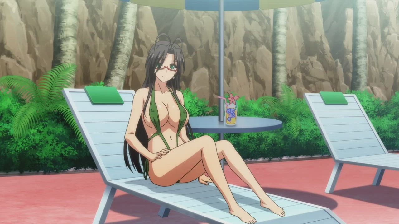 Chisato seducing Basara in her tiny sling bikini and then with her naked body at the onsen [Testament of New Sister Devil]