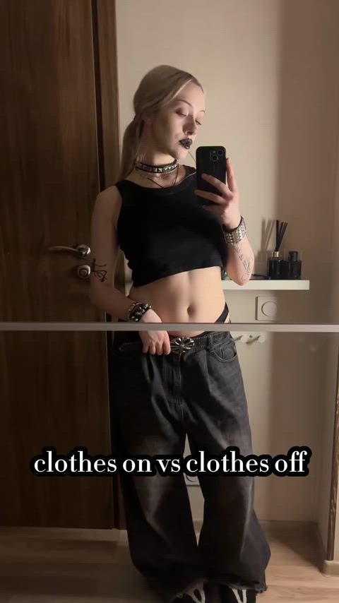 Amateur Blonde Dirty Blonde Goth Homemade Lingerie Natural Tits Tease TikTok punk Porn GIF by whitebat