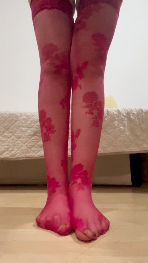 Red nylons panties off