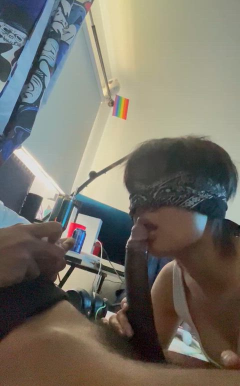 Twink Bf sucking on his bf's thick cock while he games ;)