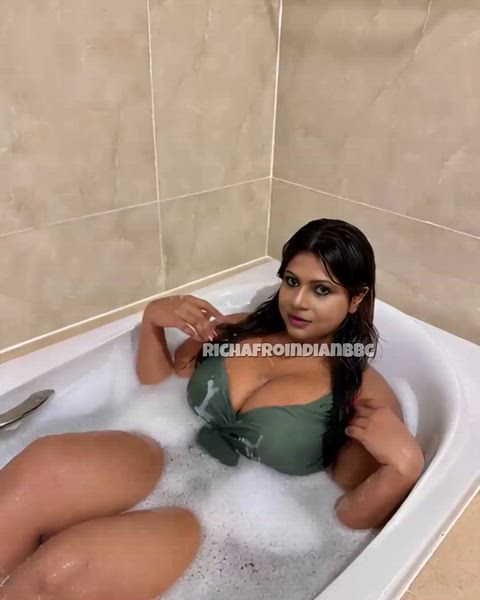Bathroom Bathtub Big Tits Busty Cougar Desi Hotwife Indian MILF Porn GIF by richafroindianbbc