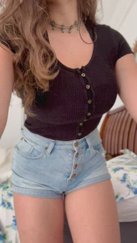 Amateur Babe Barely Legal Big Tits Bra Brunette Flashing Shorts Teen Porn GIF by lamsinka89