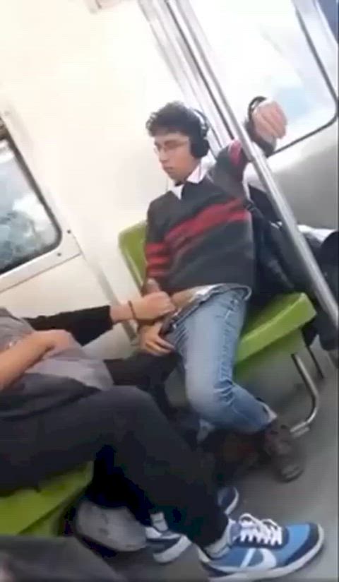 A few Lads on public transit have a private orgy