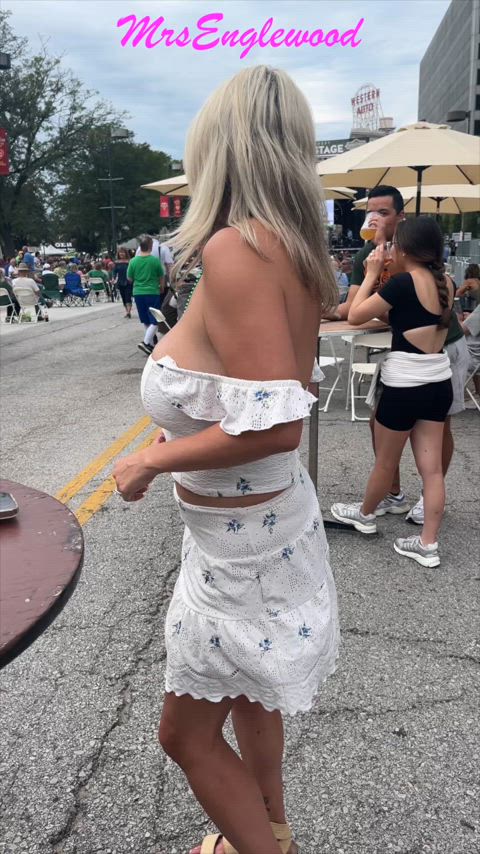 Real life hotwife dancing in the street at the Irish Festival in KC