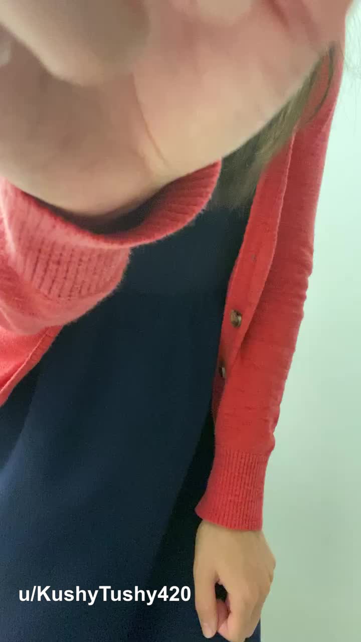 First post! Had a little surprise under my dress at work the other day. 🍑💎