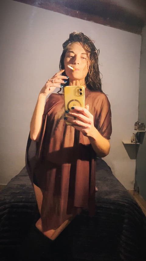Sexy femdom in mirror for you💙 thumbnail
