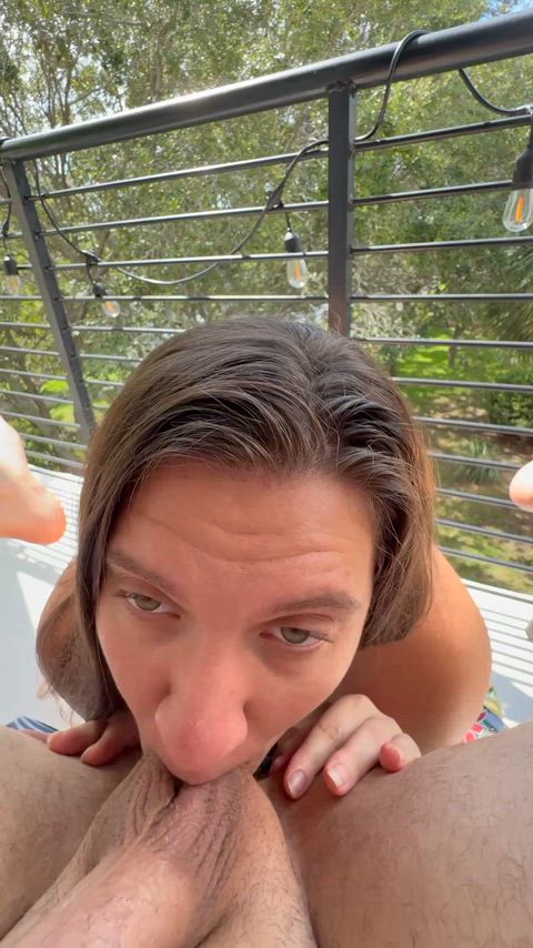 Worshiping him on the balcony