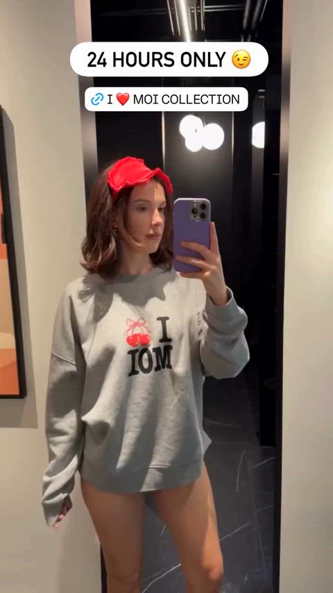 Millie is not wearing pants in her newest insta-story.