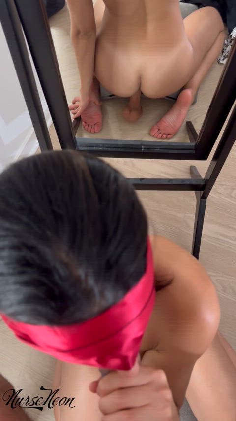 Sucking him while bouncing on my toy…