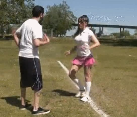 Amber Chase Kicking Nuts