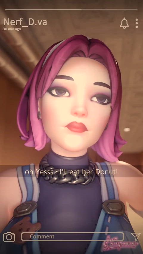 Kiriko bringing D.va some donuts Artist:kaepora_