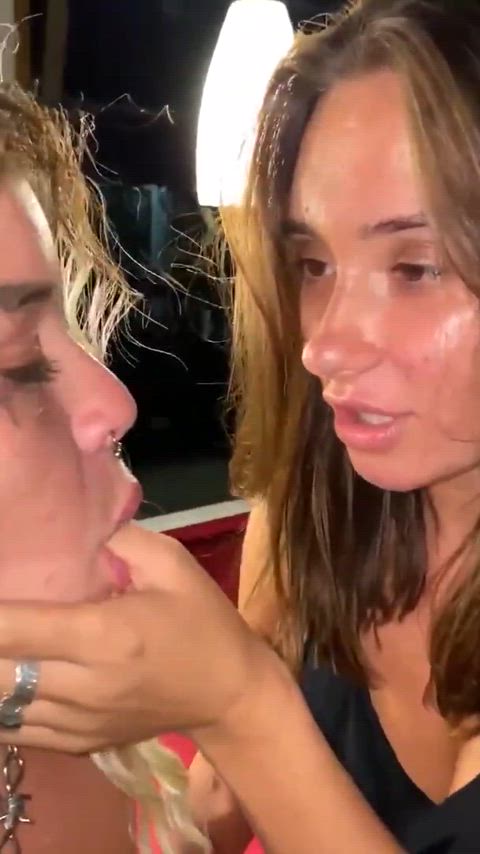 Girls kissing like they mean it!