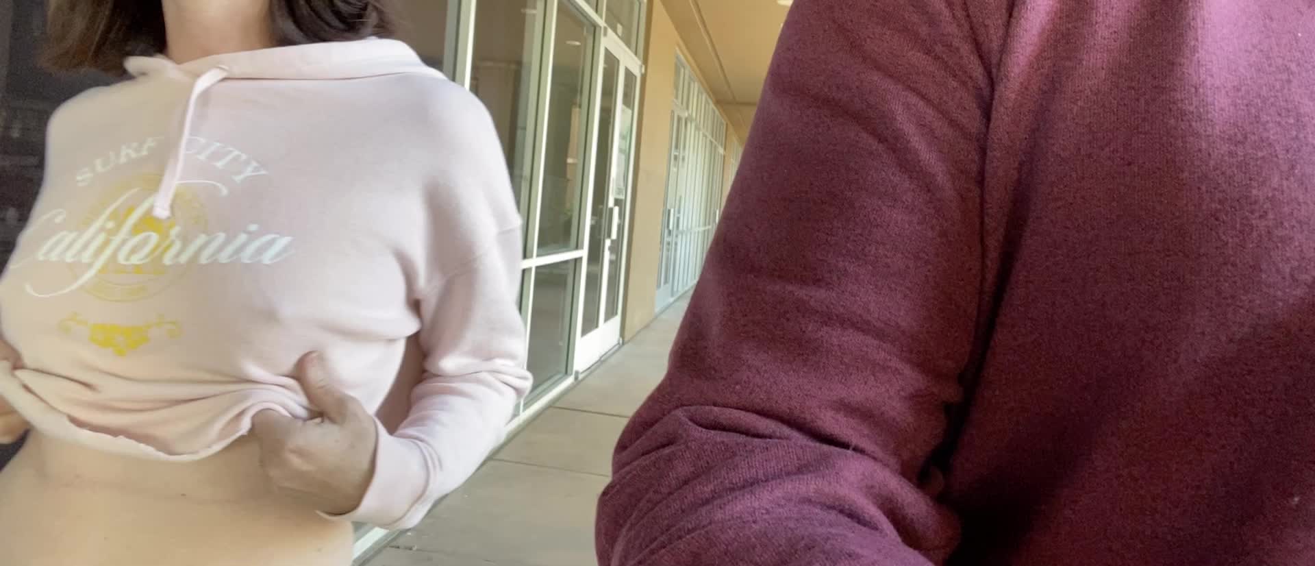 Nothing makes me smile like getting my tits out in public!