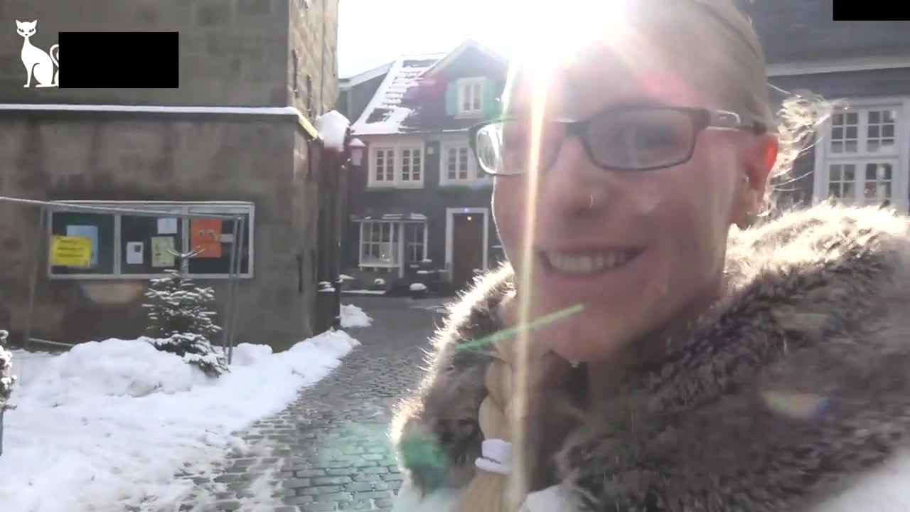 Taking a Sunday walk with a lot of cum on my face