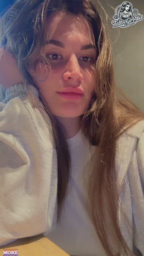 Flashing her tits in McDonald's