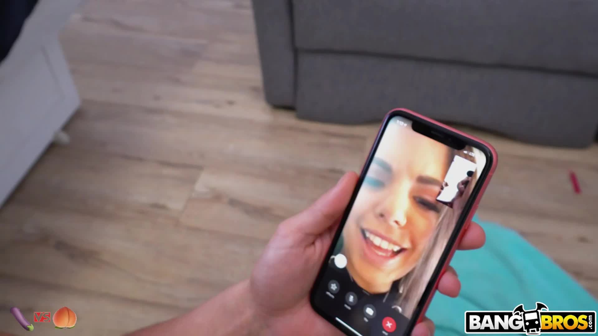 FaceTiming her friend during her porn shoot.