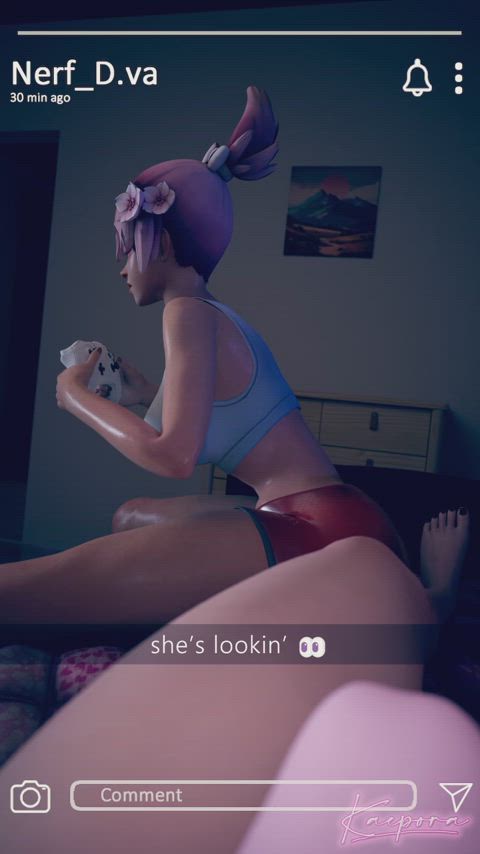 New snapchat from Dva, spending time with Kiriko riding her cock! (KaeporaNSFW) [Overwatch]