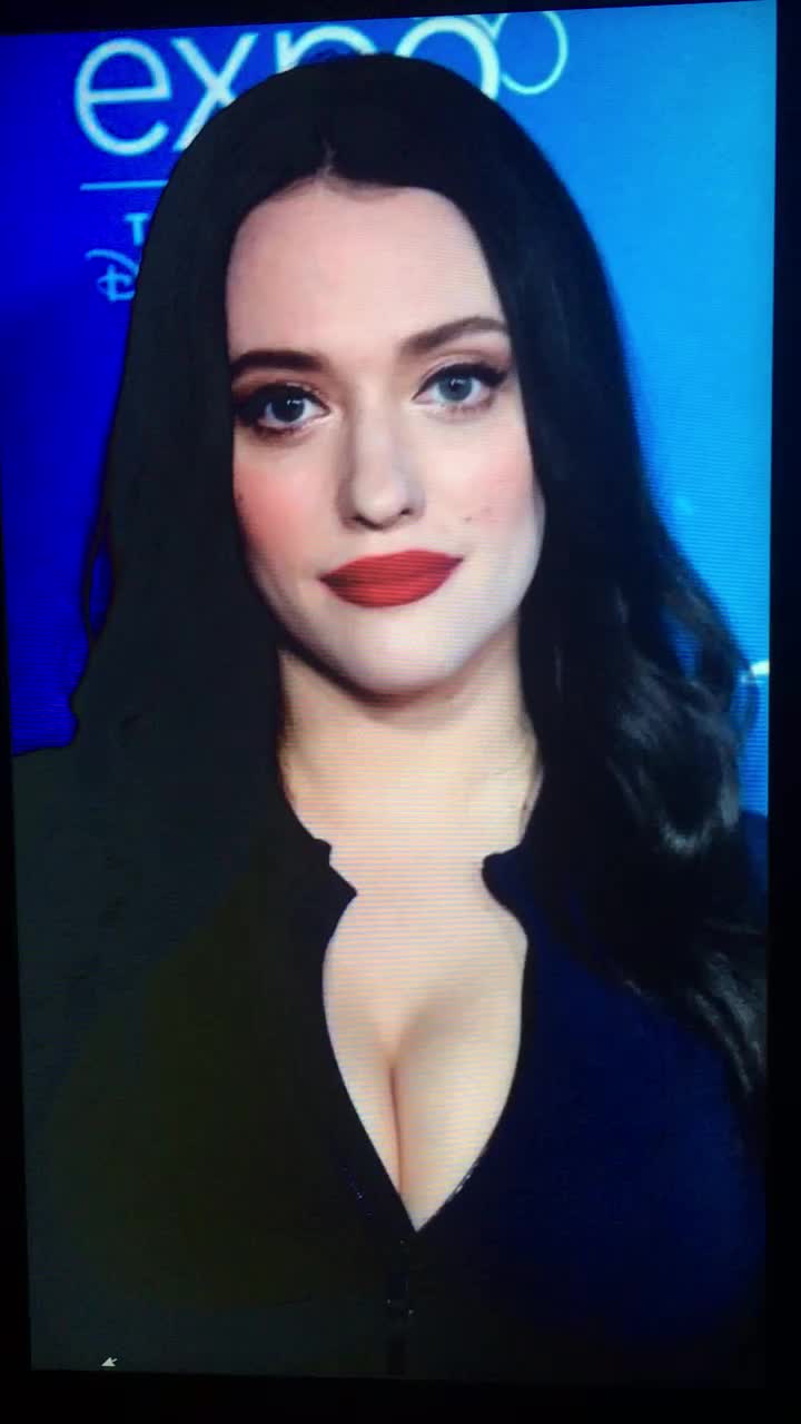 Kat Dennings takes a HUGE BLAST OF CUM to her pretty face, sexy lips, and hot big titties!!!