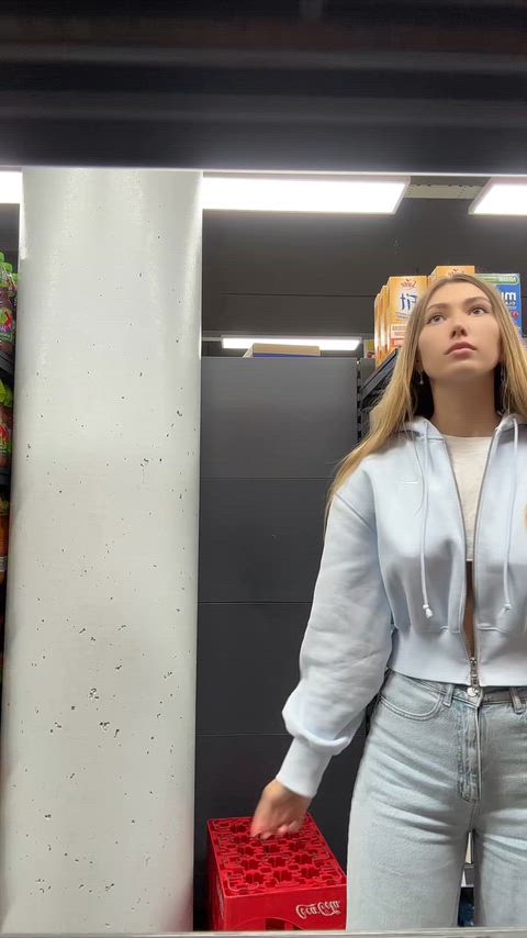 Sexy blonde in the store