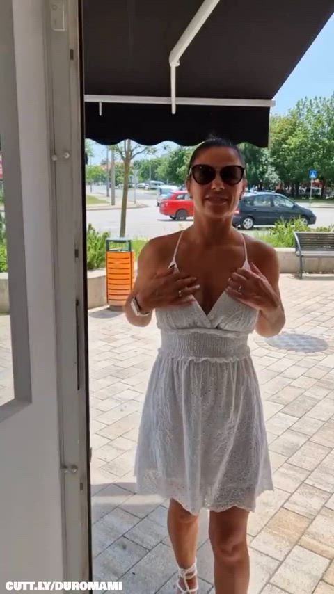 Amateur Big Tits Boobs Flashing Hotwife MILF Public Tits Porn GIF by duromami