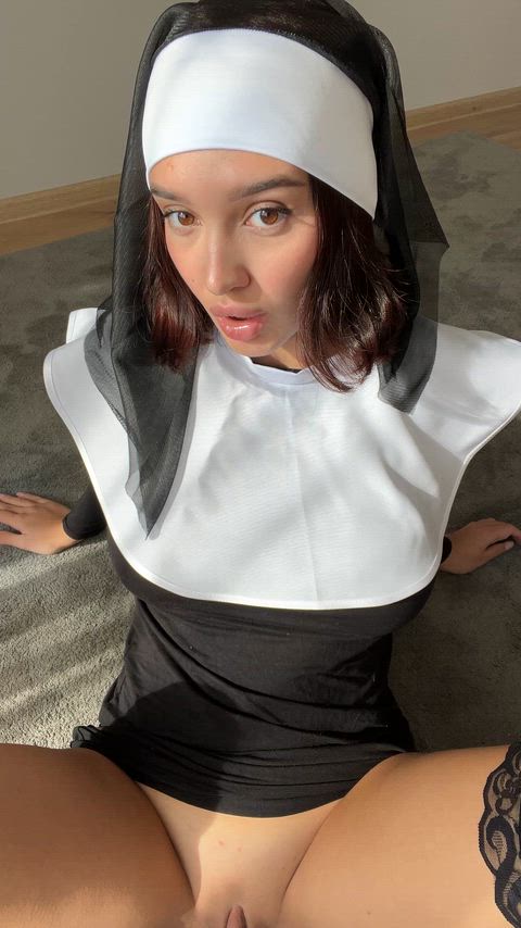 Me as a nun teasing you through the screen you can feel it