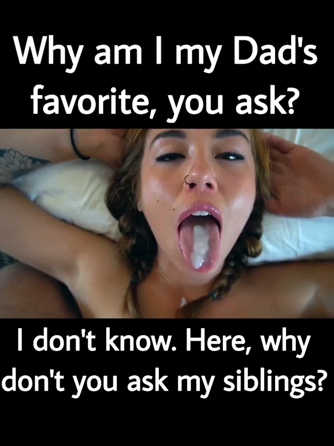 Caption, Cum, Cum In Mouth, Cum Swallow, Cute, Dad