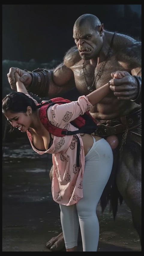 Desi Girl gets taken by Orc