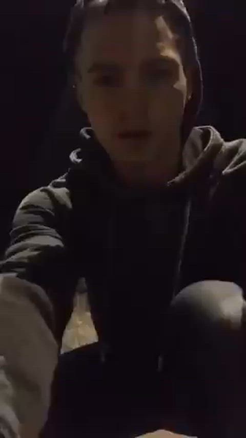 Nude, in the street, in front of a bus