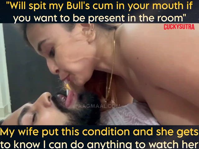 Eating her bull's cum from her own mouth is so delicious