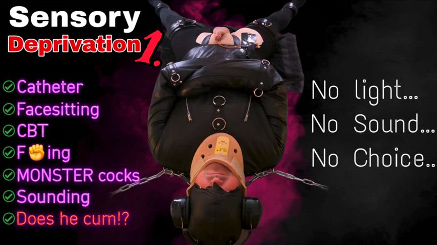 Tied up in his dark world of sensory deprivation bondage
