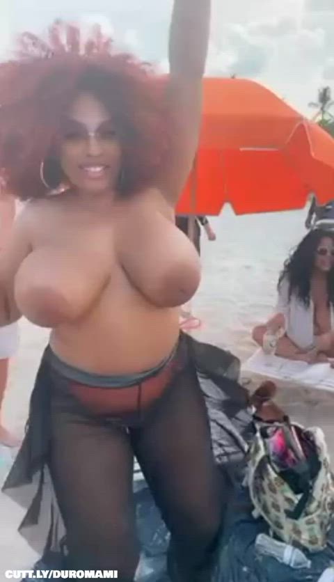 Amateur Areolas Beach Big Tits Exhibitionist Flashing Public Topless Trashy Boners Porn GIF by duromami