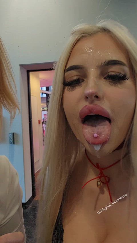 Caught with cum on our faces at Venus Berlin