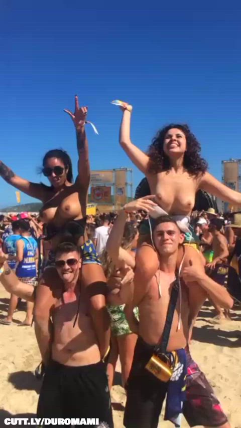 Amateur Festival Flashing Latina Public Slutty Tits Topless Trashy Porn GIF by duromami