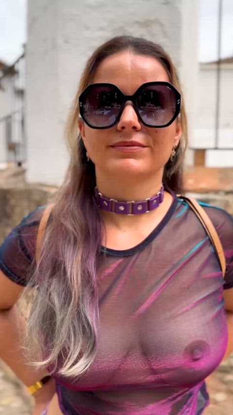 Collar on & tits out… slut mode fully activated.