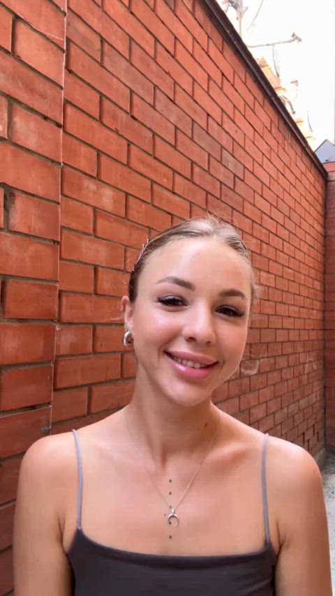 Before anyone sees, I showed my tits outside
