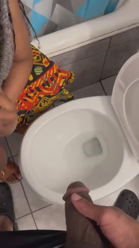 Sexy black girl drinking piss