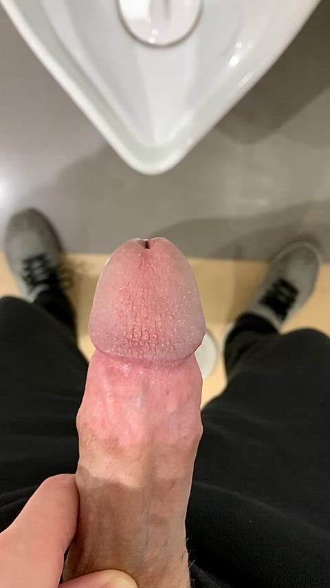 Messy office piss while hard with a vibrator in my ass. Not one of my brightest ideas, but it sure made for a show.