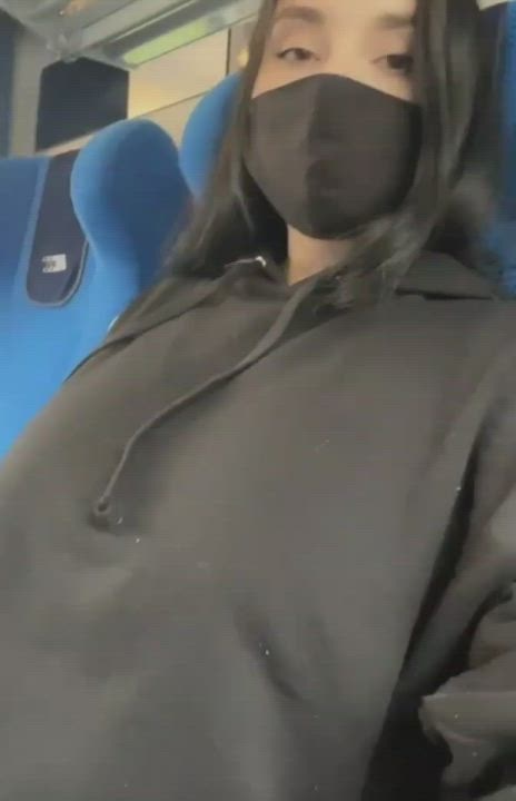 Babe Big Tits Boobs Cute Huge Tits Mask Public Titty Drop Porn GIF by populardick