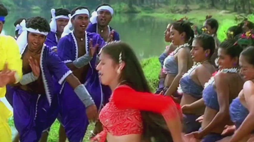Shabana Raza/Neha hot navel show in tamil song with prabhudeva
