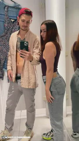 Amateur Ass Big Ass Blowjob Changing Room Couch Sex Flashing Public Real Couple Porn GIF by duromami