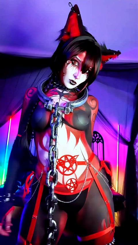 Fox Girl Body Paint • the look reminded me of a Sith version of Krystal from the game Star Fox ♥️🖤♥️ thumbnail