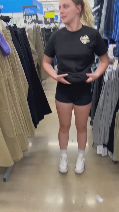 Changing my top in the middle of the store ;)