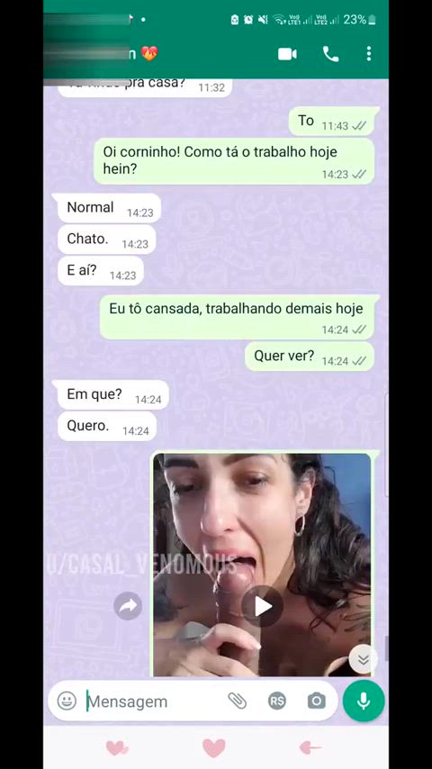 Blowing a cock while hubby works. Who else likes to receive this kind of message while they're at work?