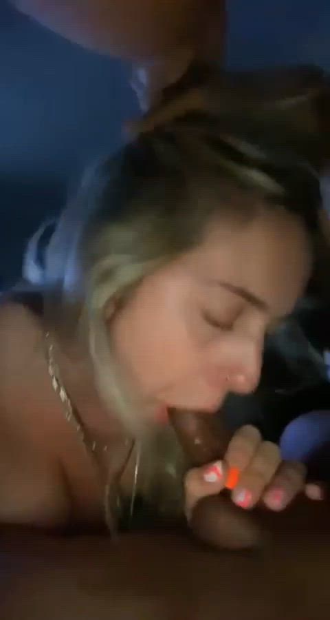 Throating dick like my life depends on it