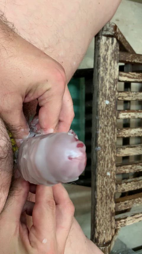 Removing hot wax from my bruised cock!!! Pain and heat!!!